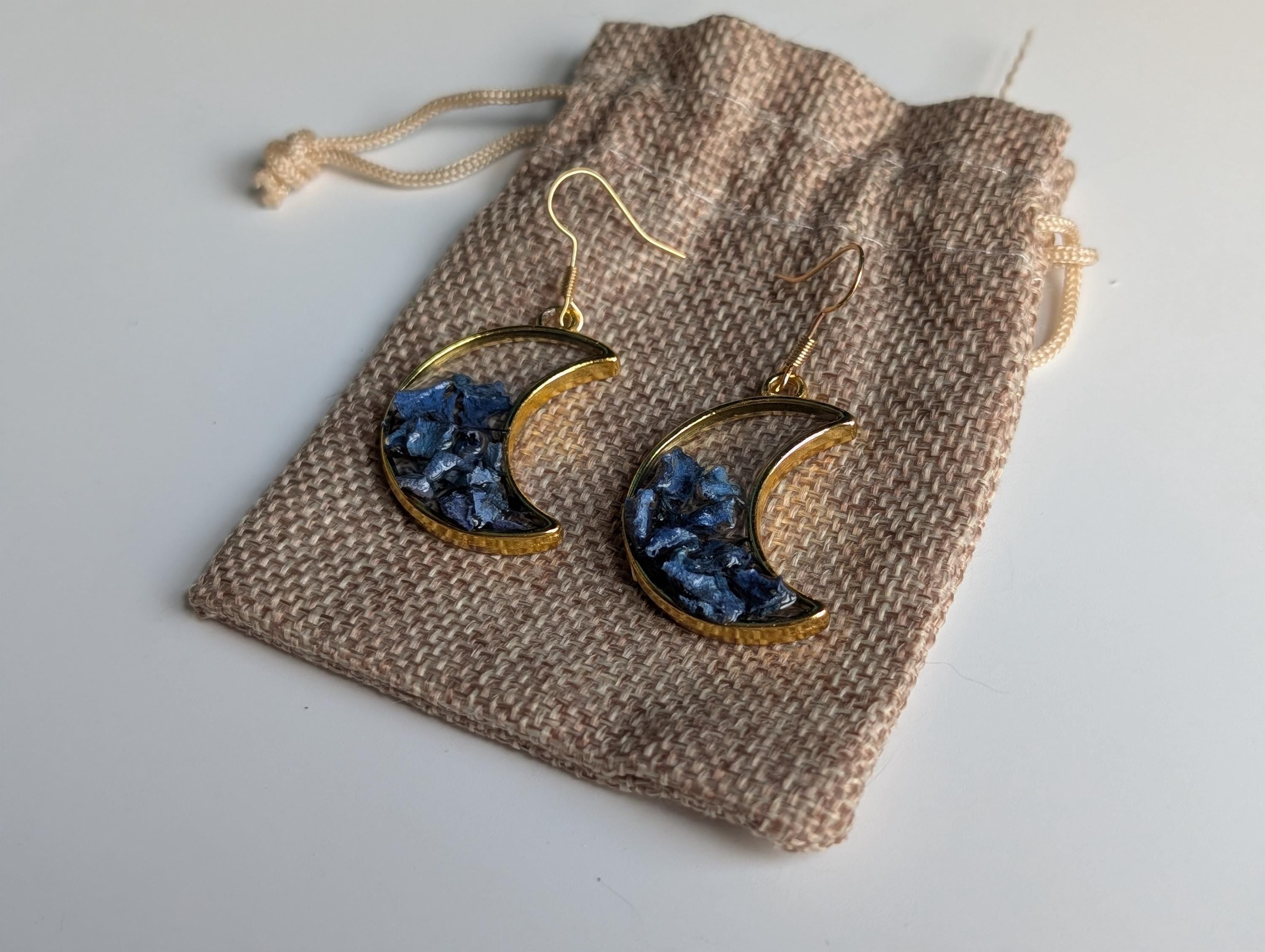 Blue Moon Earrings - Hypoallergenic Dried Flower Jewelry