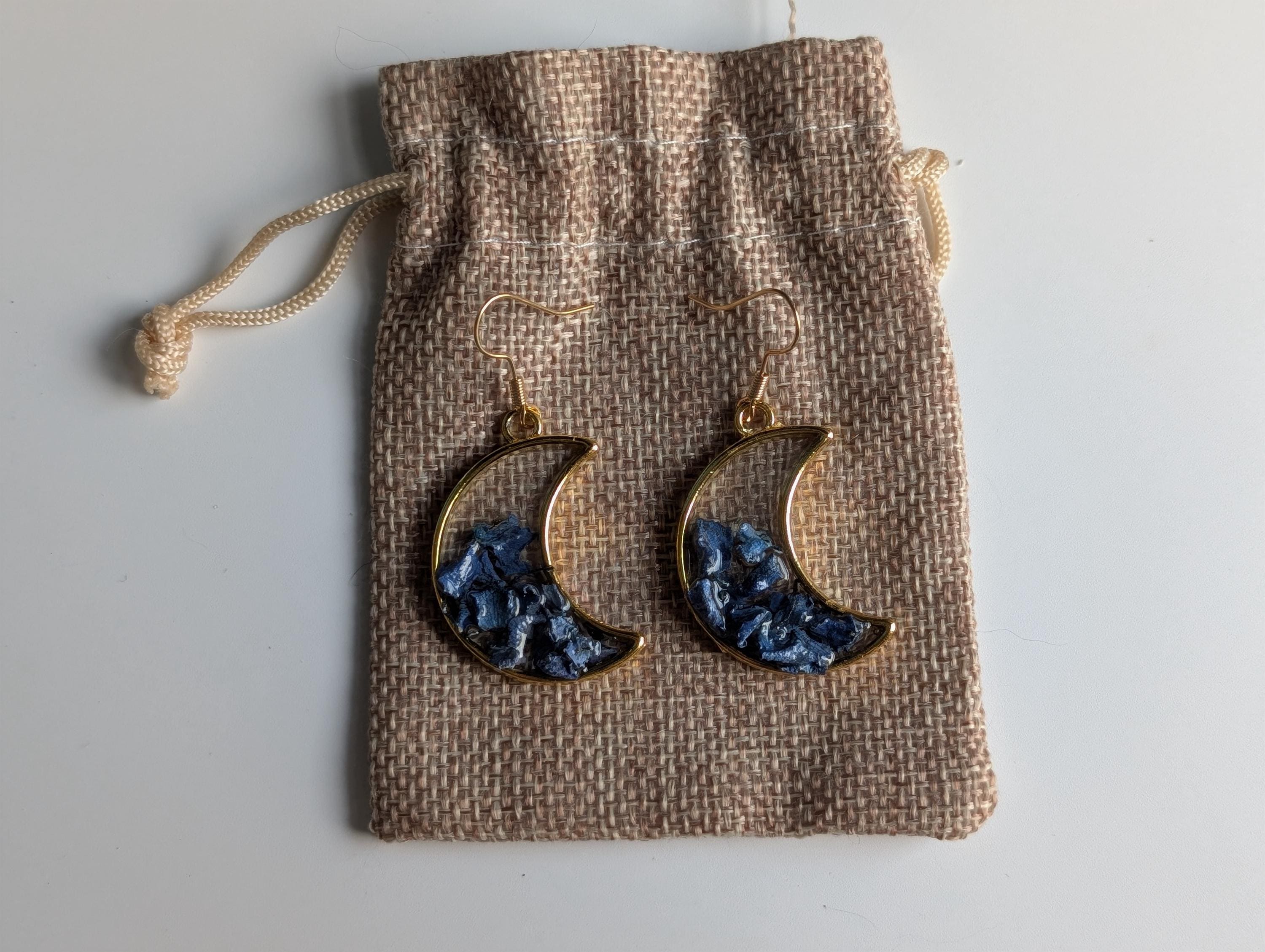 Blue Moon Earrings - Hypoallergenic Dried Flower Jewelry