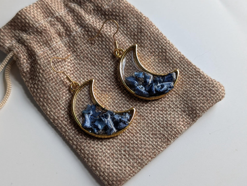 Blue Moon Earrings - Hypoallergenic Dried Flower Jewelry