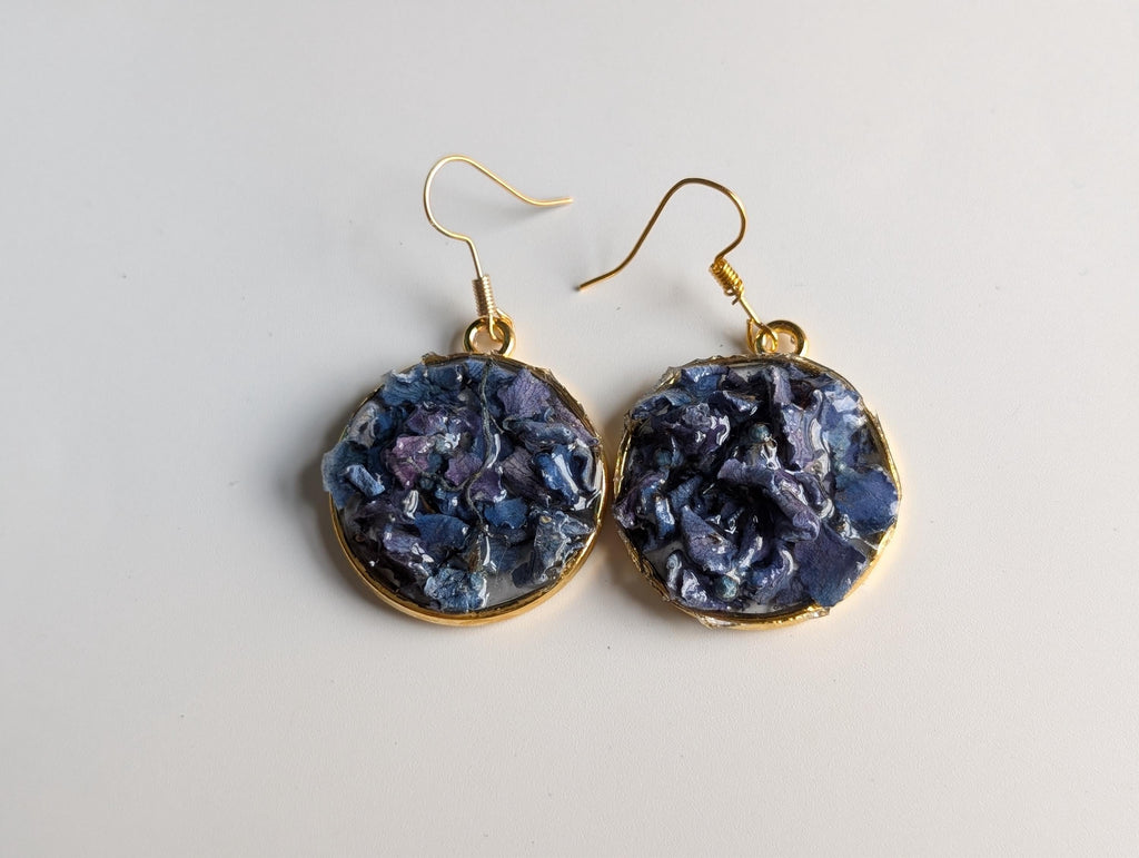 Blue Petal Earrings - Dried Flower Jewelry