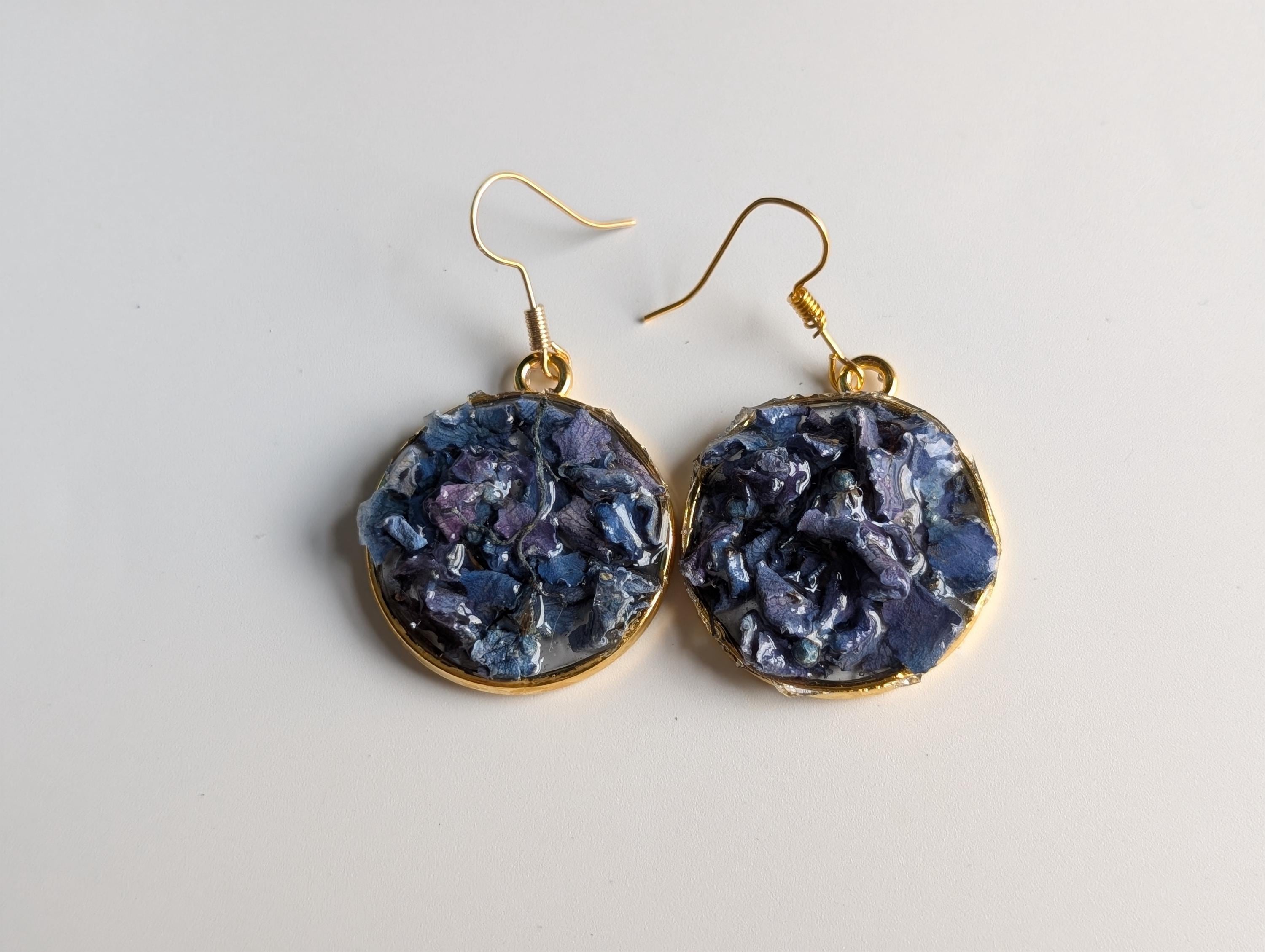 Blue Petal Earrings - Dried Flower Jewelry