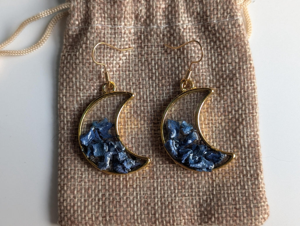 Blue Moon Earrings - Hypoallergenic Dried Flower Jewelry